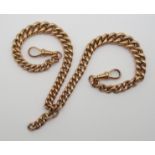 A 9CT ROSE GOLD DOUBLE TAPERED WATCH CHAIN hollow construction, stamped 9ct to every link, length