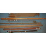 SEVEN VARIOUS RODS including The Murdoch, Splitcane rod, Hardy "The General", bamboo rod etc (7)