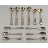 A SET OF SIX EGG SPOONS by Alexander Henderson, Edinburgh 1812, with four silver salt spoons, London