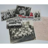 A COLLECTION OF BLACK AND WHITE PHOTOGRAPHS RELATING TO JIMMY CARABINE including team line-up,