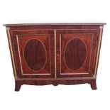 A 19TH CENTURY MAHOGANY AND LINE INLAID COLLECTORS CABINET with a pair of doors enclosing four banks