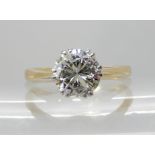AN 18CT GOLD AND PLATINUM DIAMOND SOLITAIRE of estimated approximately 1.60cts, dimensions approx