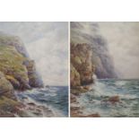 GEORGE BARKER (BRITISH FL. 1890-1910) SEA BREAKERS ON A ROCKY COASTLINE Watercolour, signed, 73 x