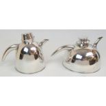 AN ITALIAN ARGENTO SILVER MODERNIST DESIGN TWO PIECE TEA AND COFFEE SET of domed shape with short