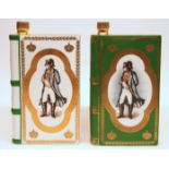 TWO LIMOGES PORCELAIN FLASK, FOR NAPOLEON CAMUS COGNAC, IN THE FORM OF A BOOK in original boxes (