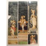 A SELECTION OF STEELE AND WOOD TILES probably fireplace inserts, painted with figures upon