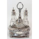 A VICTORIAN SILVER SIX-BOTTLE CRUET STAND by William Evans, London 1881, of circular form with