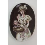 A WEMYSS WARE OVAL PIN DISH painted with a three quarter length portrait of Ida Marr, painted in
