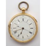 AN 18CT GOLD OPEN FACE POCKET WATCH the case stamped London 1880, diameter of the case 5.4cm, loop