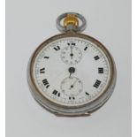 A WHITE-METAL POCKET WATCH the reverse inscribed presented to Mr James Carabine by the Directors