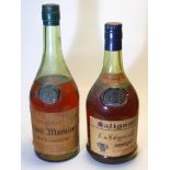 A BOTTLE OF SALIGNAC FINE CHAMPAGNE GEORGE VSOP COGNAC and a bottle of Grand Marnier Fine
