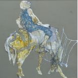 •ANDA PATERSON RSW, RGI (SCOTTISH B. 1935) YELLOW HORSEMAN Mixed media, signed and dated (19)71,