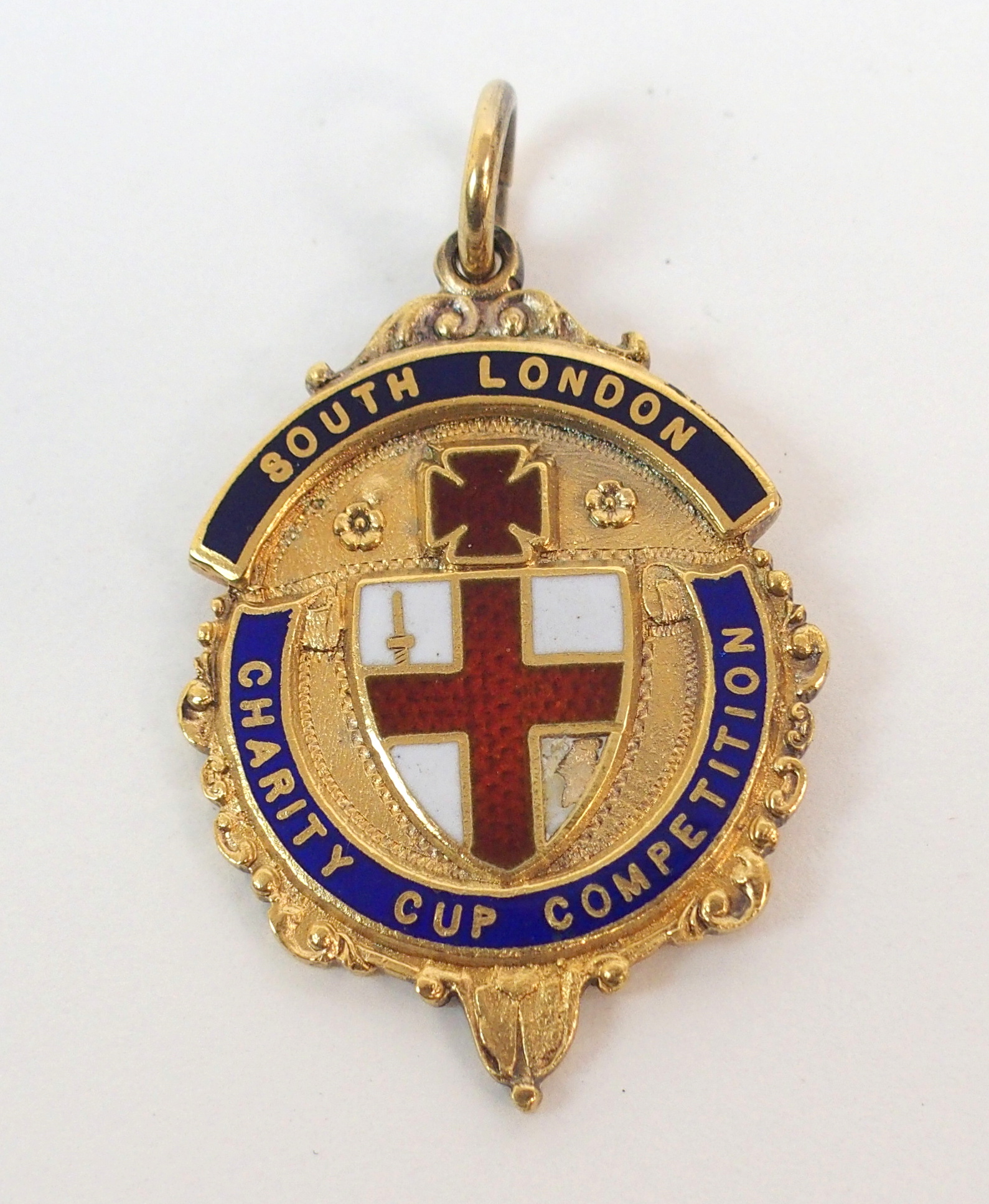 A SILVER-GILT AND ENAMEL SOUTH LONDON FOOTBALL MEDAL the obverse inscribed South London, Charity Cup - Image 3 of 4