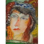 •JOHN BELLANY CBE, RA, HRSA, LLD (LON) (SCOTTISH 1942-2013) RED HAIRED WOMAN Watercolour, signed, 37