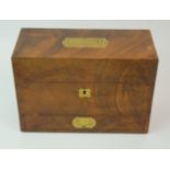 A VICTORIAN MAHOGANY MILITARY BOX with hinged lid and inset brass handles and pull out drawer, 27