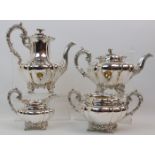 A FOUR PIECE SILVER TEA AND COFFEE SERVICE by Edward, Edward Junior, John and William Barnard,