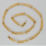 A 14CT GOLD LAPPONIA TUNDRA NECKLET BY BJORN WECKSTROM circa 1990,with textured links, box clasp and