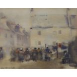 JAMES WATTERSTON HERALD (SCOTTISH 1859-1914) A TOWN GATHERING Watercolour, signed, 20.5 x 25.5cm (