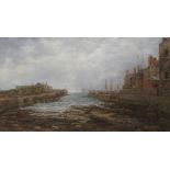 EDWARD MILLS (SCOTTISH FL. 1871-1918) DUNBAR HARBOUR Oil on canvas, signed and dated 1879, 59 x