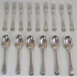 A SET OF SIX SILVER TABLESPOONS by William Rawlings Sobey, Exeter 1843, double struck in the King'