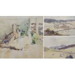 •NANCY JANE BURTON RSW (SCOTTISH 1891-1972) DUCKS; STRATHFILLAN; FARM AND PASTURE Watercolour,