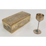 A LATE 18TH CENTURY SILVER GILT BOX no maker's marks, London 1791, of rectangular form with hinged