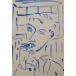 •ADRIAN WISZNIEWSKI (SCOTTISH B. 1958) SMOKING 1 Acrylic on paper, signed and dated (19)87, 59 x
