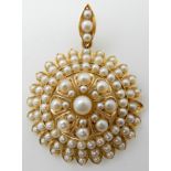 A BRIGHT YELLOW METAL EDWARDIAN PEARL SET PENDANT dimensions 4.8cm x 3.5cm, weight 13.6gms Condition