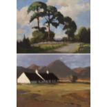 •GREGOR IAN SMITH (SCOTTISH 1907-C.1985) FALLING LIGHT; GLEN FRUIN Oil on panel board, 29 x 39cm (11