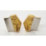 A PAIR OF LAPPONIA 14CT GOLD TWO TONE HELIOS CLIP EARRINGS designed by Bjorn Weckstrom, circa 1991
