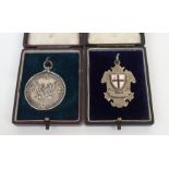 A SILVER AND ENAMEL FOOTBALL MEDAL the obverse inscribed 1903-4, the reverse inscribed L.F.L., Div