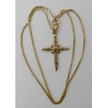 A 9ct gold diamond set cross and chain, weight approx 5.3gms Condition Report: Available upon
