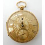 An 18ct gold open face pocket watch, case hallmarked London 1866, movement signed S. Benjamin,