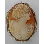 A 14k white gold shell cameo pendant brooch weight 15gms Condition Report: Available upon request
