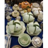 A Shelley mint green and gilt teaset comprising; twelve cups, saucers and plates, milk jug, sugar