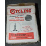 A box of vintage Cycling Magazines from 1950s and a box of cycle related books Condition Report: