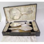 A cased silver mounted dressing table brush set by Deakin and Francis Limited, 1924, Birmingham