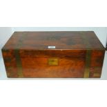 A Victorian mahogany and brass bound writing slope, 55cm wide Condition Report: Available upon