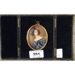 CONTINENTAL SCHOOL Portrait miniature of a lady, print, 13 x 9cm and another, 6.5 x 5cm (2)