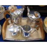 A Picquot Ware four piece tea service on tray Condition Report: Available upon request