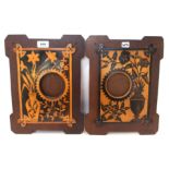 A pair of wooden inlaid photograph frames, 35cm x 27cm Condition Report: Available upon request