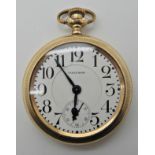 A gold plated Waltham open face pocket watch Condition Report: Available upon request