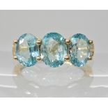 A 9ct gold apatite and diamond accent ring, apatites approx 8mm x 6mm, finger size O1/2, weight 3.