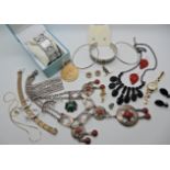 A retro statement necklace, a gem set lizard brooch and other items Condition Report: Available upon