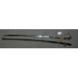 A late 19th Century navel officer's sabre in metal scabbard Condition Report: Available upon