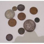 A lot comprising a Victorian silver crown, 1890, a small quantity of pre-decimal coins and a