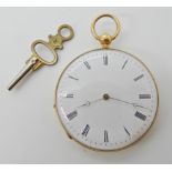 A French small open face pocket watch, diameter 3.7cm, stamped with the French horse's head mark for