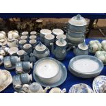 A Denby Castile blue pattern tea and dinner set comprising; two vegetable tureens and covers, six