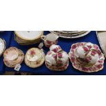 A Royal Albert 'Old English Rose' pattern teaset comprising; six cups, saucers and plates, milk jug,