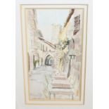 LESLIE MAIN San Gimigano, signed, watercolour, 21 x 12cm and Stockwell Street, Glasgow, 12 x 21cm (